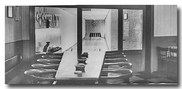 Ansciht der Kegelbahn, die 1954 geabut worden ist.